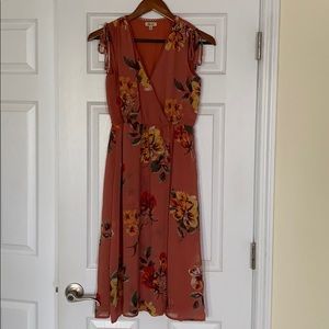 EUC rust color lightweight lined midi dress